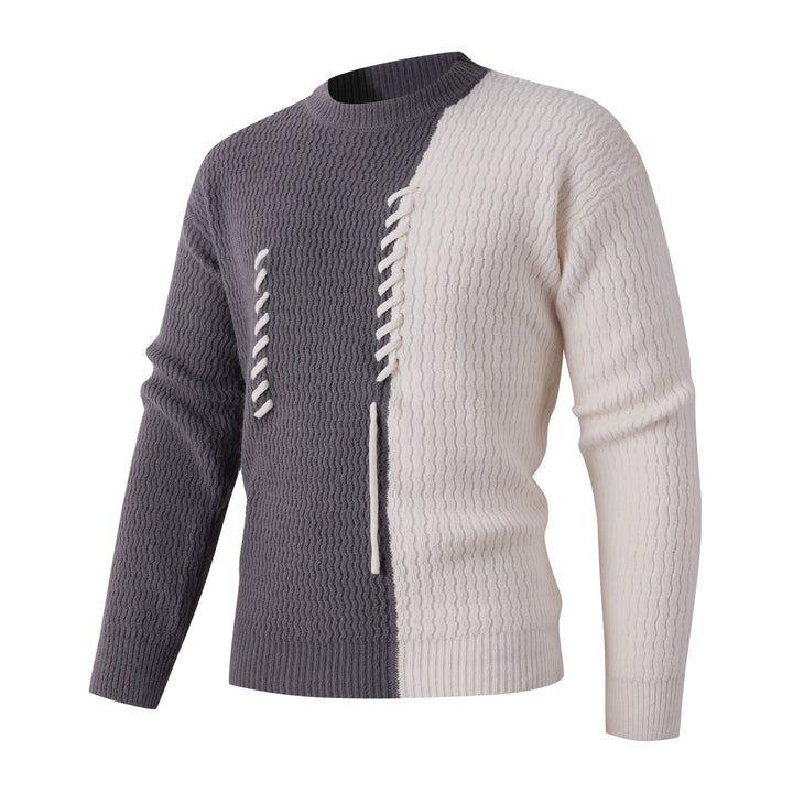 Herren Strickpullover mit modernem Zopfmuster und kontrastierenden Details Echoarchiv