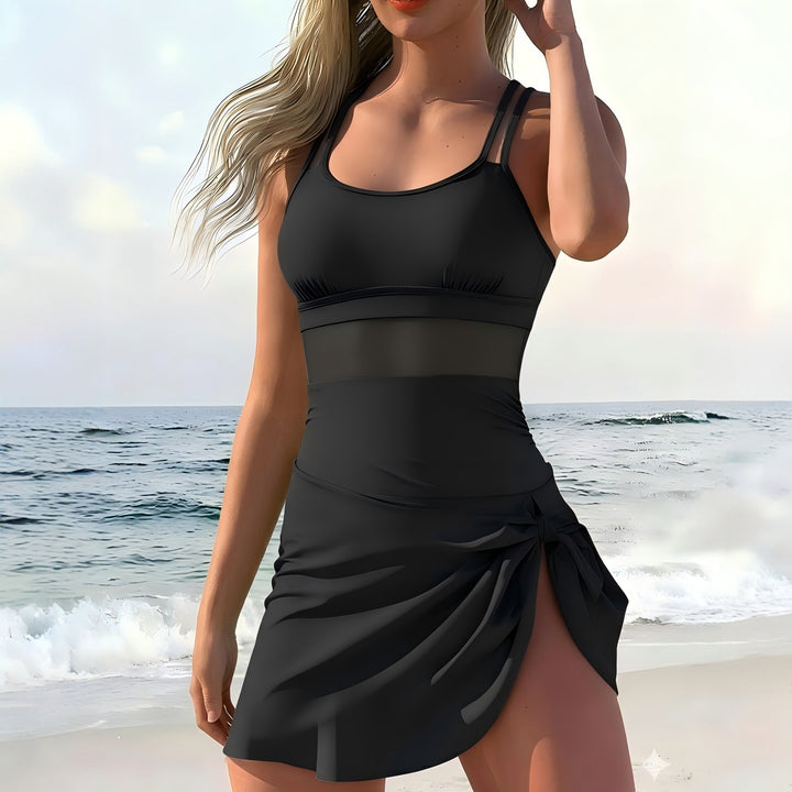 Damen Sportlicher Badeanzug mit modischem Wickelrock Echo Archiv