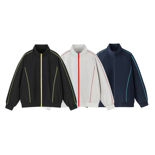 Herren Leichte Raglan-Bomberjacke mit kontrastierenden Flatlock‑Nähten und Stehkragen Echoarchiv