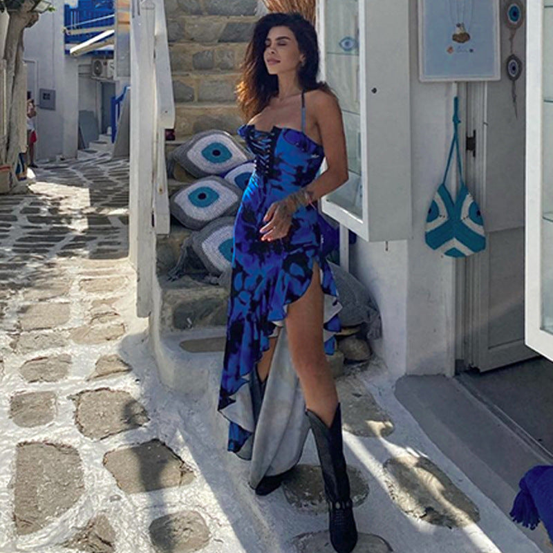 Damen Boho Maxikleid mit floralem Print und Schnürung Echo Archiv