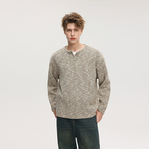 Herren Oversize-Strickpullover im Melange-Look mit Rundhalsausschnitt und gerippten Bündchen Echo Archiv