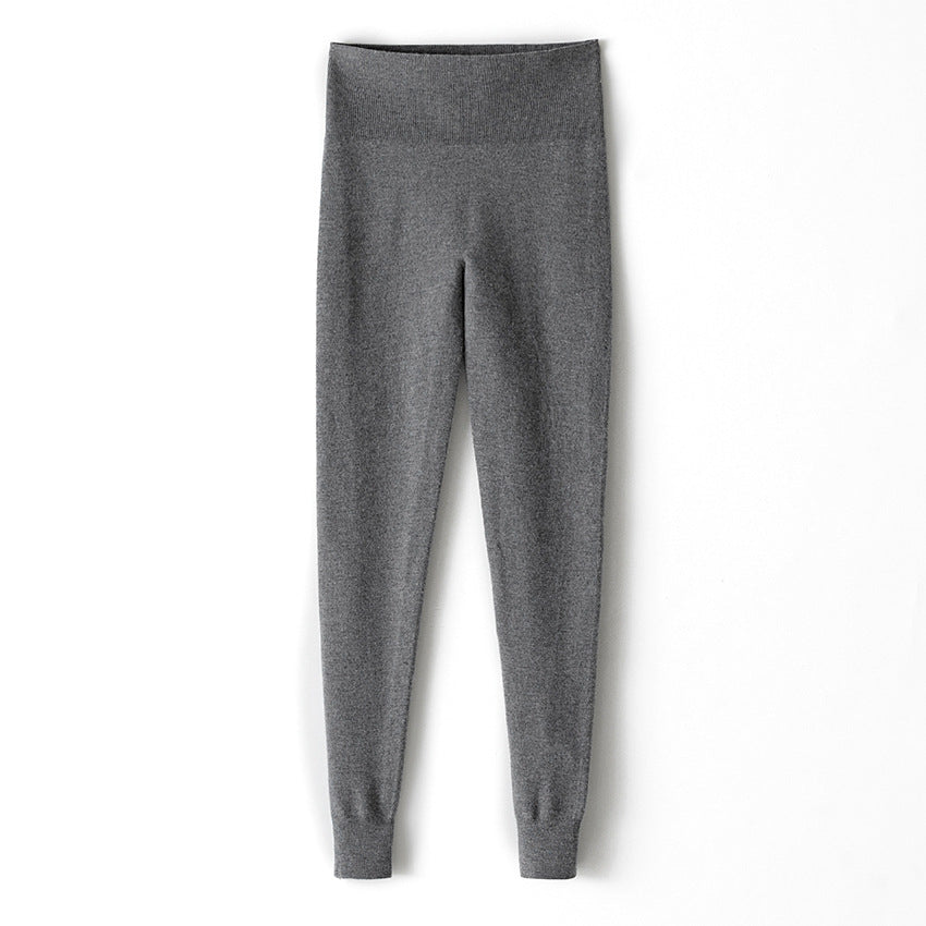 Damen Thermo-Feinstrick-Leggings mit hoher Taille und geripptem Knöchelabschluss Echoarchiv