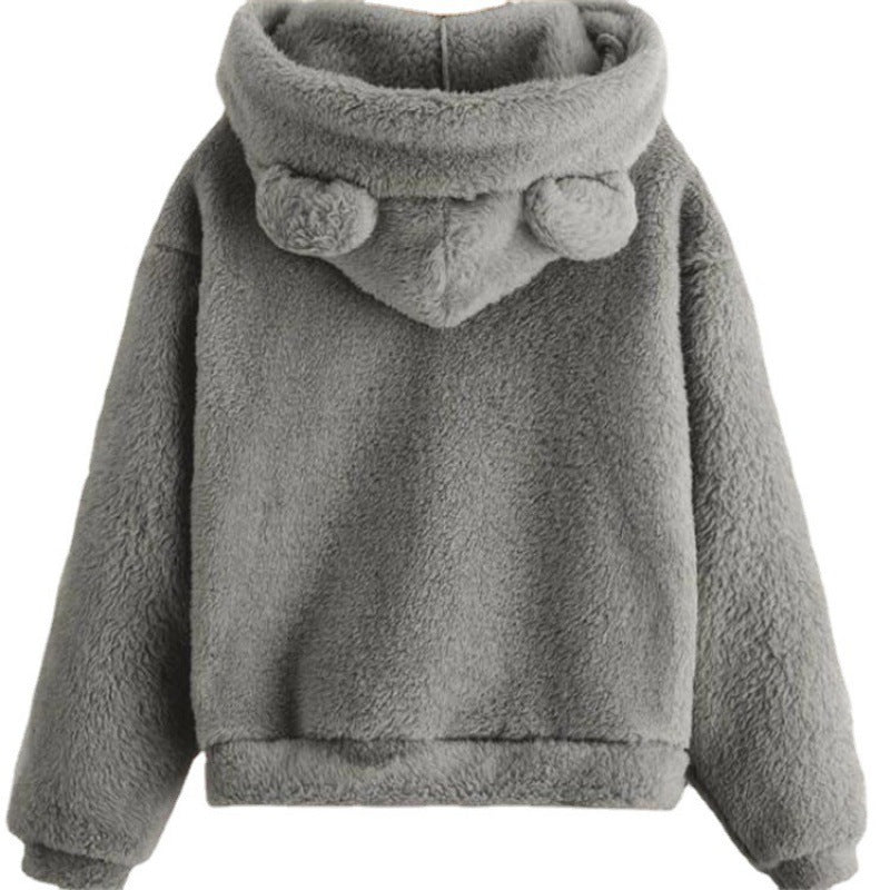 Damen Kuscheliger Teddy-Fleece-Hoodie mit Bärenohren und Oversize-Passform Echo Archiv