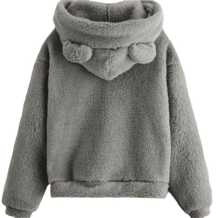 Damen Kuscheliger Teddy-Fleece-Hoodie mit Bärenohren und Oversize-Passform Echo Archiv