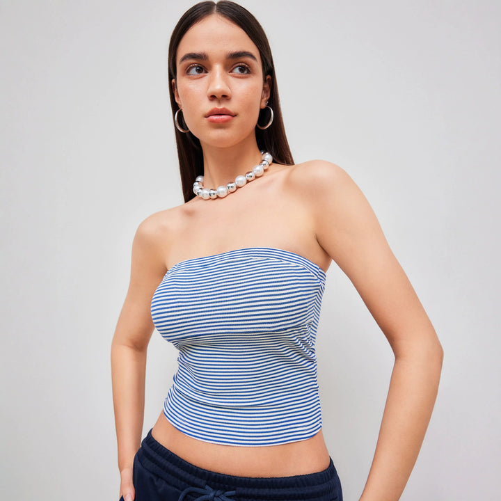 Damen Bandeau-Top mit feinen Streifen Echo Archiv