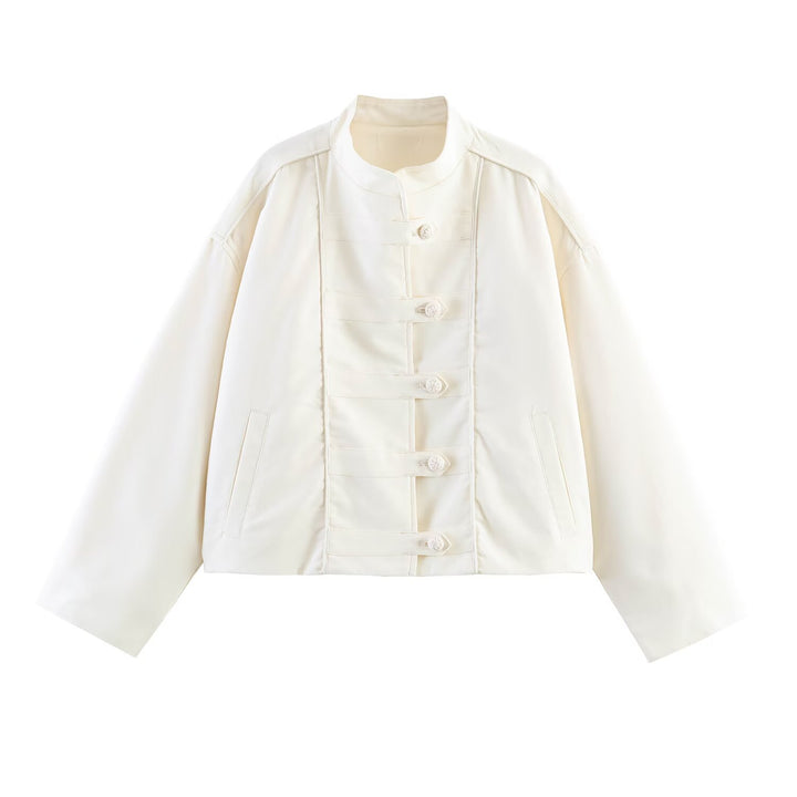 Damen Oversize Jacke mit Stehkragen und chinesischen Zierknöpfen Echo Archiv