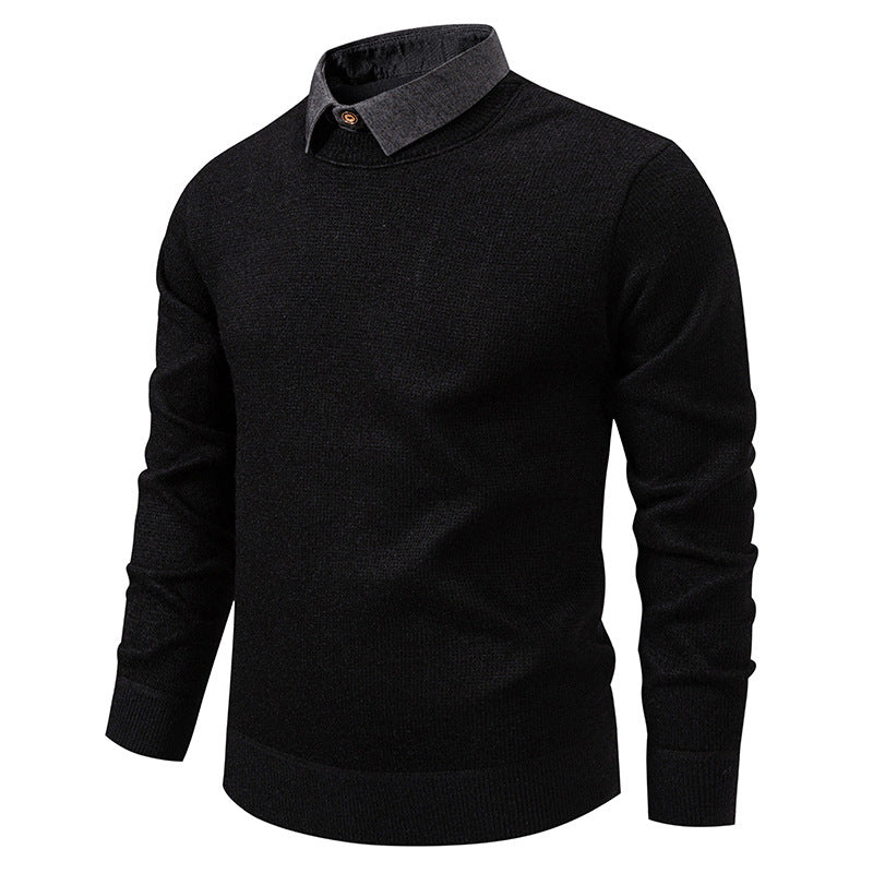 Echoarchiv | Herren Strickpullover mit Kontrastkragen