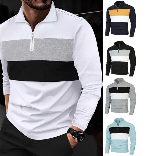 Herren Sportlicher Pullover mit Stehkragen und tiefem Reißverschluss Echoarchiv