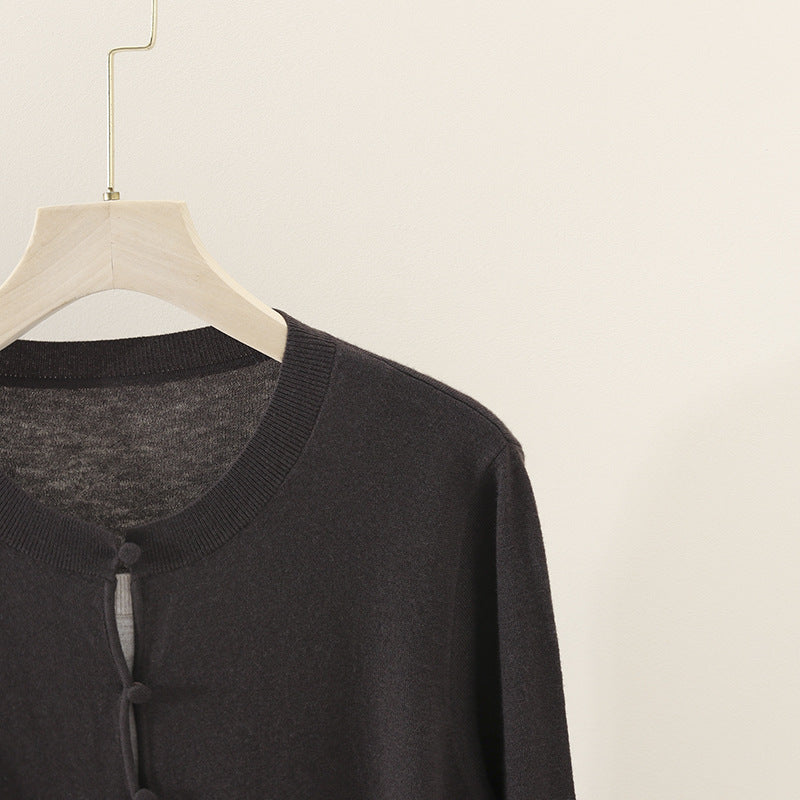 Damen Zweilagiger Strickcardigan mit innenliegendem Top und feiner Rippenkante Echo Archiv