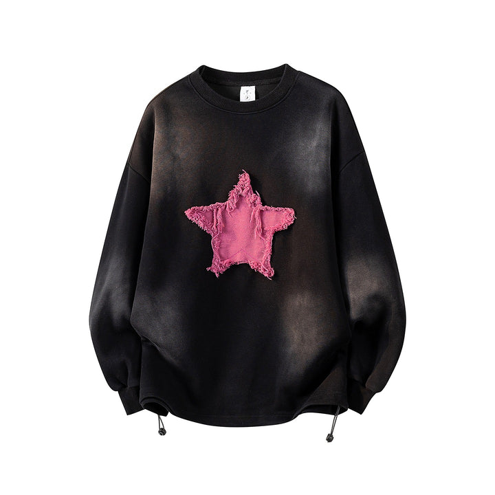 Damen Oversize-Sweatshirt mit gesticktem Schriftzug, abgerundetem Saum & überschnittener Schulter Echoarchiv