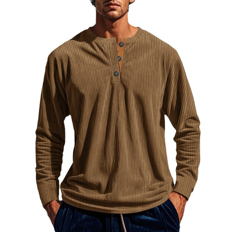 Herren Langarmshirt mit Knopfleiste und Rippstruktur Echoarchiv