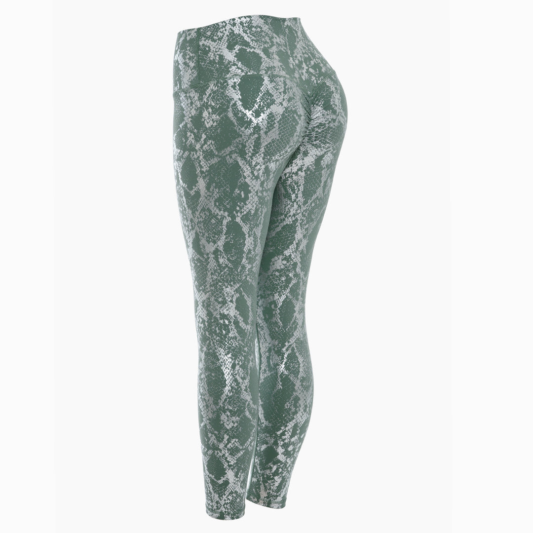 Damen nan hoch taillierte Sportleggings mit formender Kompression und strukturierter Schlangenprägung Echo Archiv