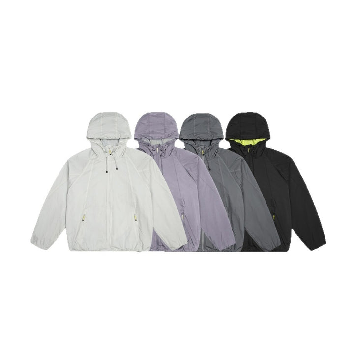 Unisex Leichter Windbreaker mit verstellbarer Kapuze, packbarer Nylonjacke Echoarchiv
