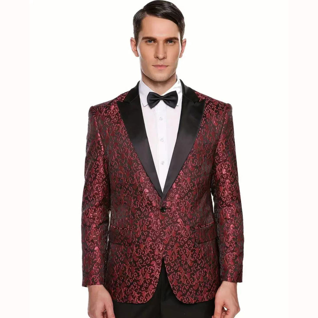 Herren luxuriöser Paillettenblazer mit floralem Design Echoarchiv