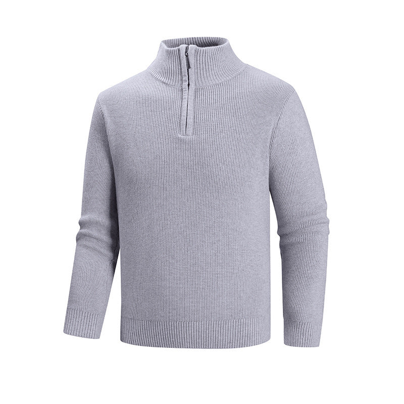 Herren modischer Strickpullover mit halbem Reißverschluss und strukturiertem Muster Echoarchiv