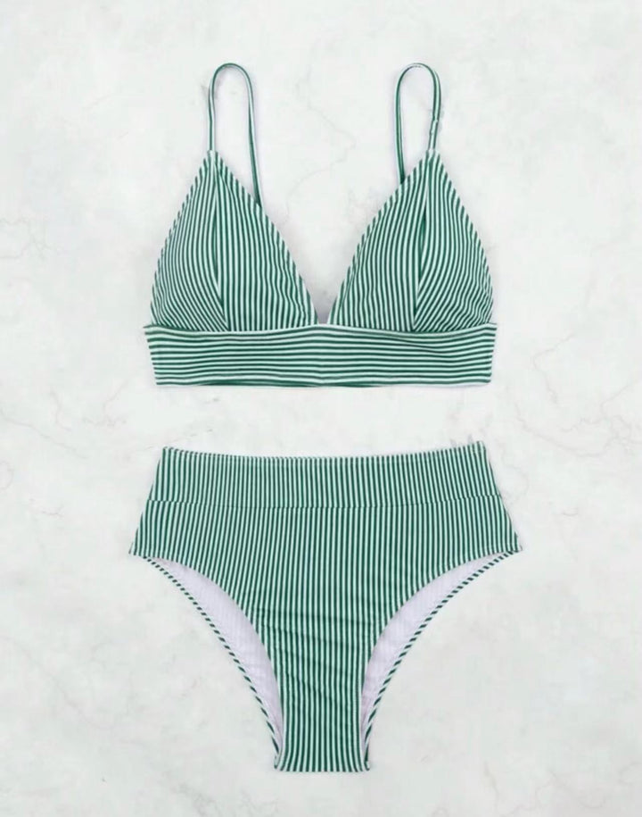 Damen Hochgeschnittener Bikini mit elegantem Streifenmuster Echo Archiv