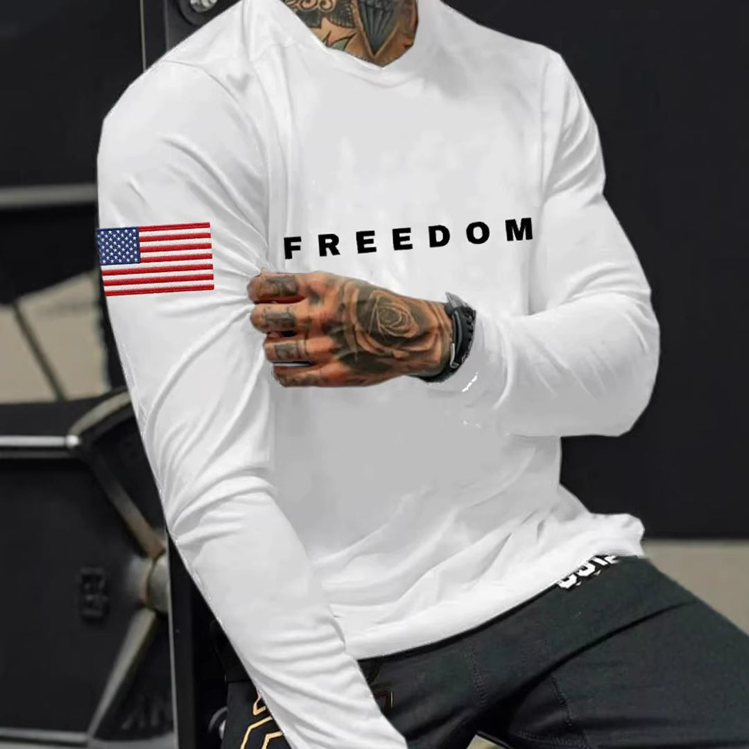 Herren Langarmshirt mit amerikanischem Flaggenmotiv Echoarchiv