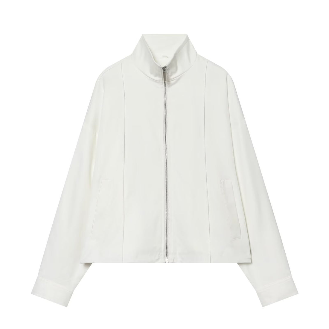 Damen Cropped‑Kastige Übergangsjacke mit Funnelkragen und durchgehendem Reißverschluss Echoarchiv