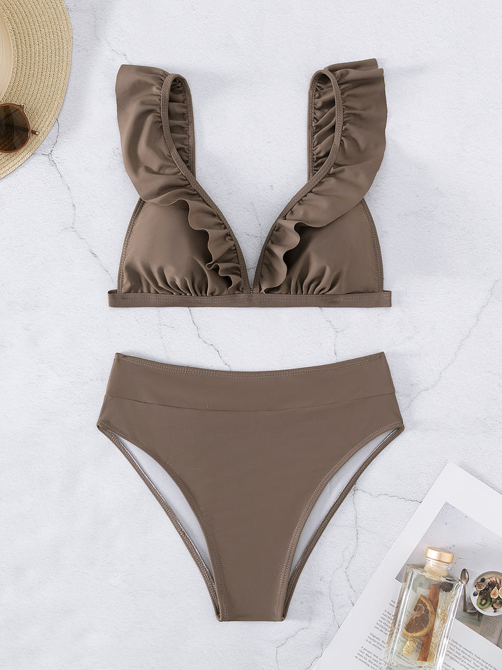 Damen Raffiniertes Triangel-Bikini-Set mit Rüschendetails Echo Archiv