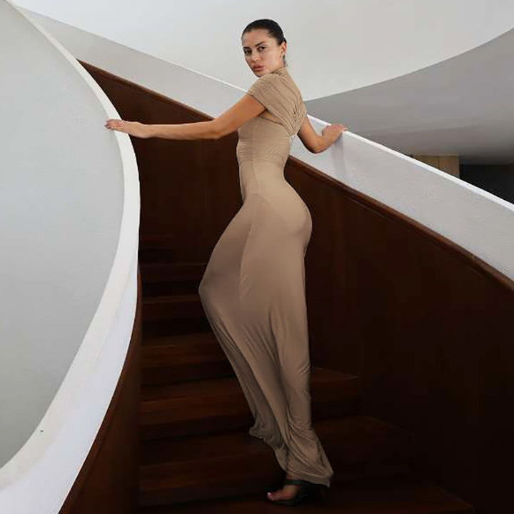 Damen Elegantes bodenlanges Kleid mit raffinierten Drapierungsdetails Echo Archiv