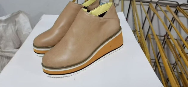 Damen nan orthopädische Keilabsatz Slipper aus Leder Echo Archiv
