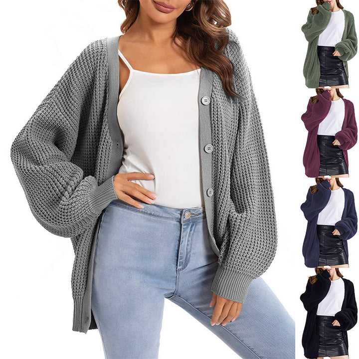Damen nan Oversize Strickcardigan mit Ballonärmeln und großzügiger Knopfleiste Echo Archiv