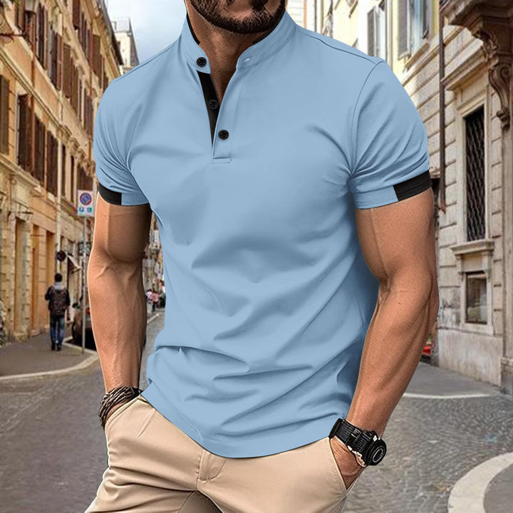 Herren stilvolles Mandarin-Kragen Performance Polo-Shirt Echoarchiv