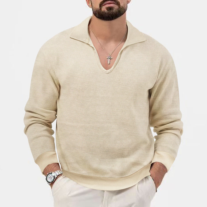 Herren modischer V-Ausschnitt Pullover mit strukturiertem Design Echoarchiv