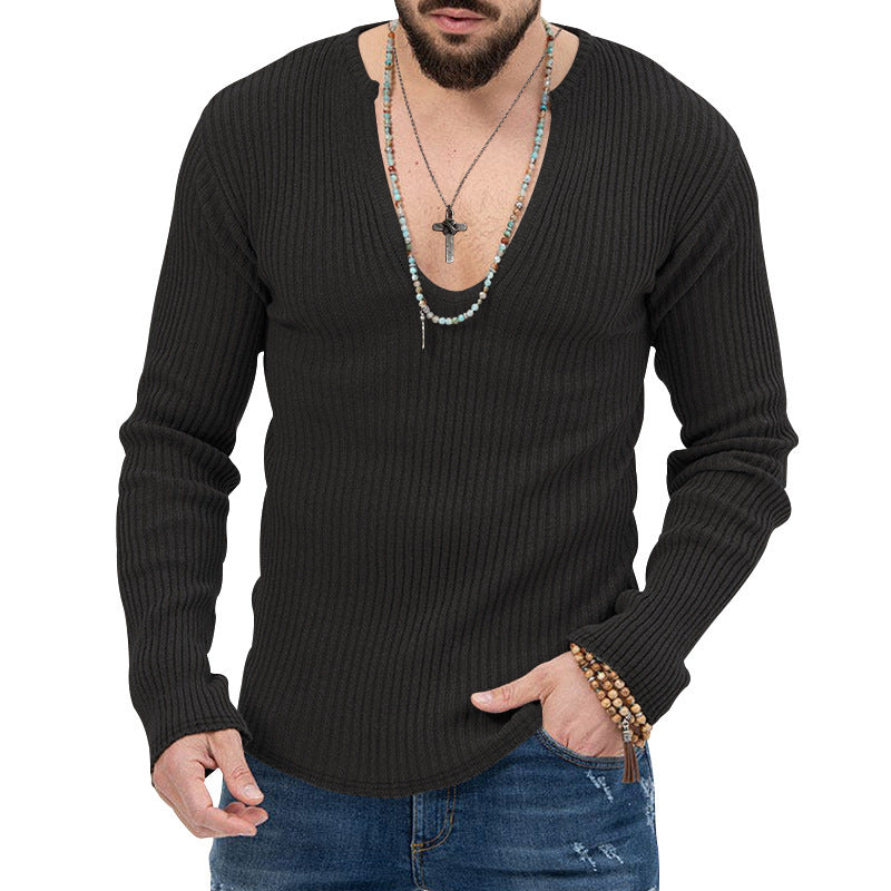 Herren Rippenpullover mit V-Ausschnitt Echoarchiv
