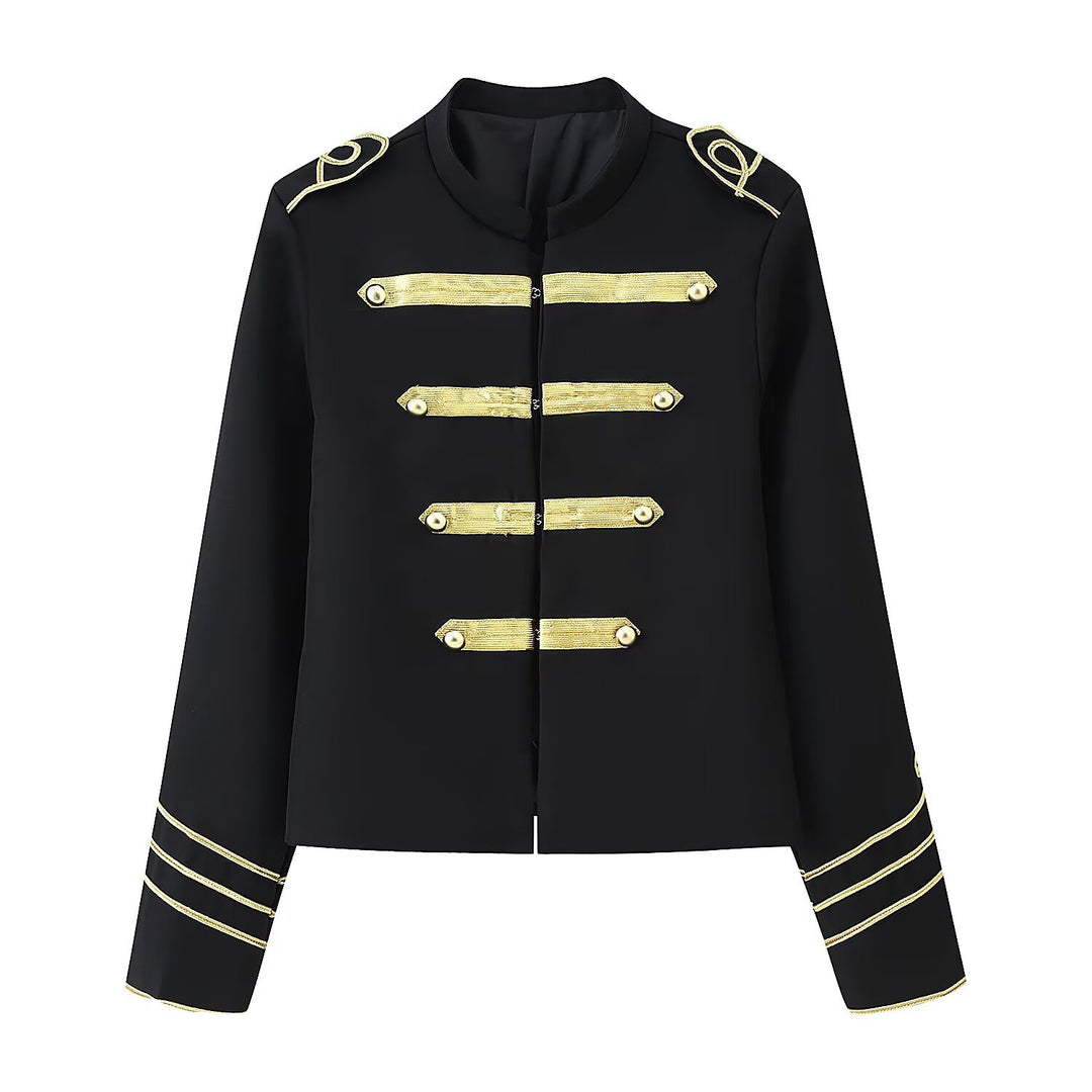Damen Gekürzte Militärjacke mit goldbestickten Galons und Stehkragen Echo Archiv