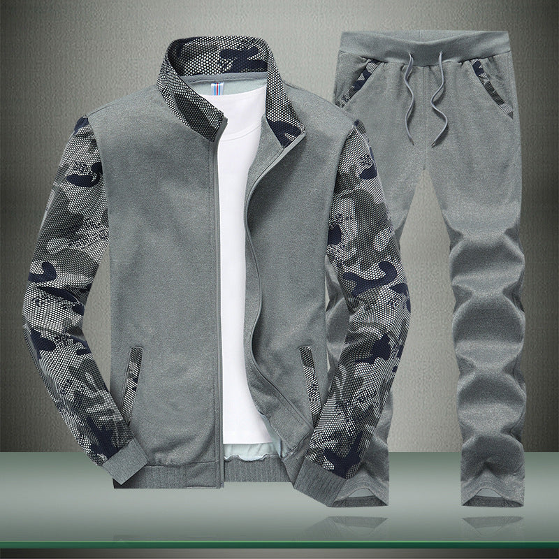 Herren Moderner Trainingsanzug im Camouflage Mesh Mix mit Stehkragen und Kordelbund Echo Archiv