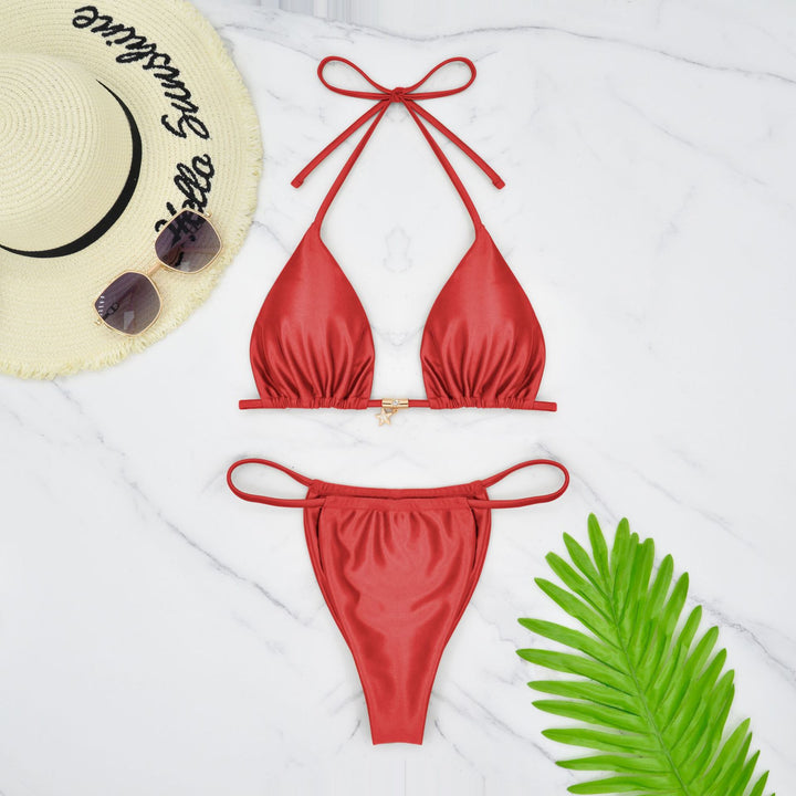 Damen Triangel-Bikini mit raffinierter Vorderansicht und elegantem Goldakzent Echo Archiv