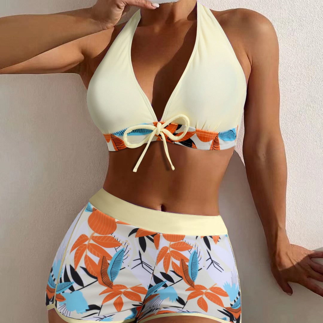 Damen Sportliches Bikini-Set mit verstellbarem Haltertop und Shorts Echo Archiv