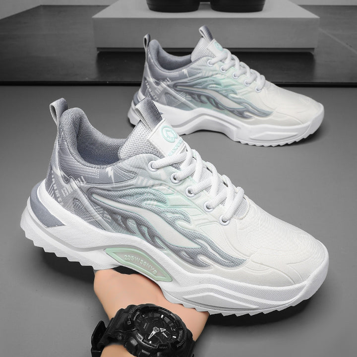 Unisex leichte Fashion-Plateau-Sneaker mit atmungsaktivem Mesh, dynamischem Wellenprint und gepolstertem Einstieg – Norré