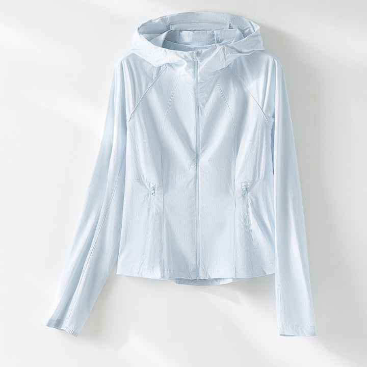 Damen Ultraleichte atmungsaktive Kapuzenjacke mit Raglanärmeln und Reißverschlusstaschen Echoarchiv