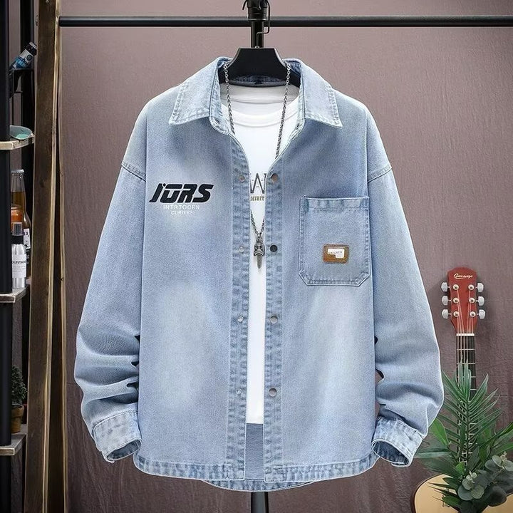 Herren Oversized Denim-Hemdenjacke im Vintage-Wash mit aufgesetzter Brusttasche Echoarchiv