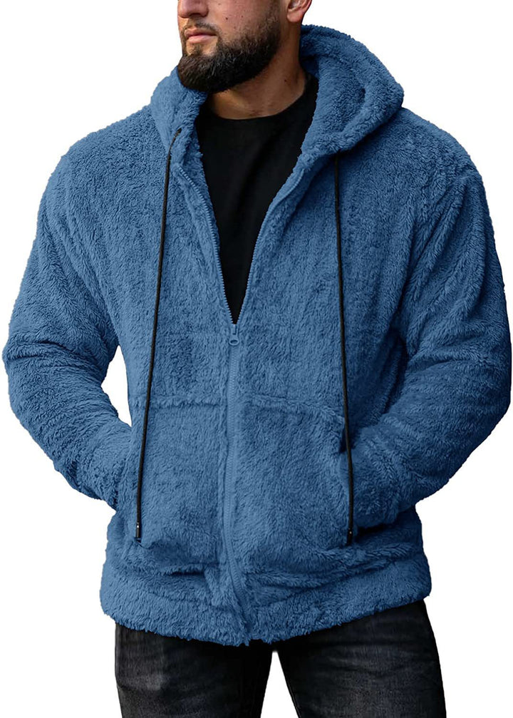 Herren kuschelige Fleecejacke mit Kapuze und seitlichen Taschen Echoarchiv