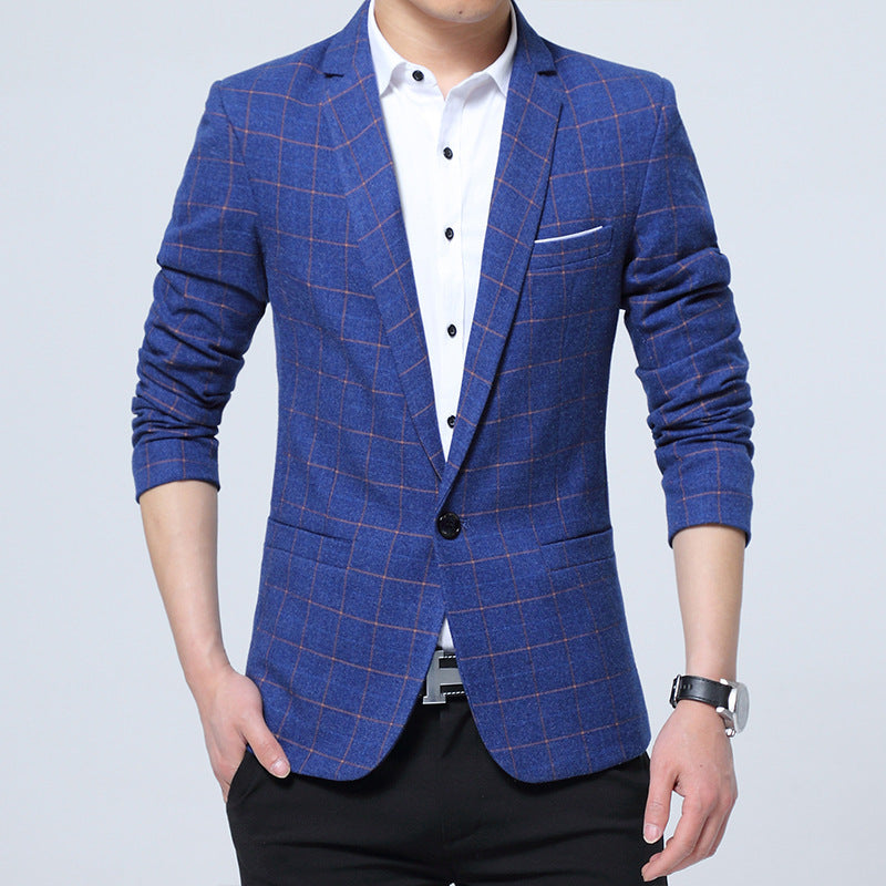 Herren Karierter Slim-Fit Sakko im Business-Casual Stil Echoarchiv