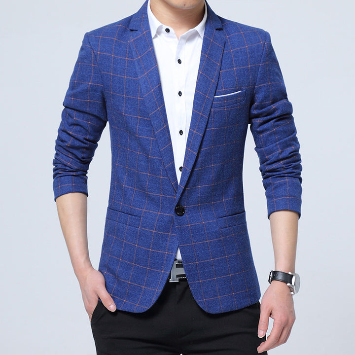 Herren Karierter Slim-Fit Sakko im Business-Casual Stil Echoarchiv