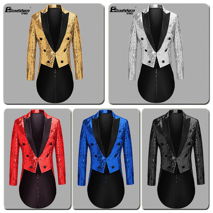 Herren Pailletten Blazer mit doppelter Knopfleiste und elegantem Revers Echoarchiv