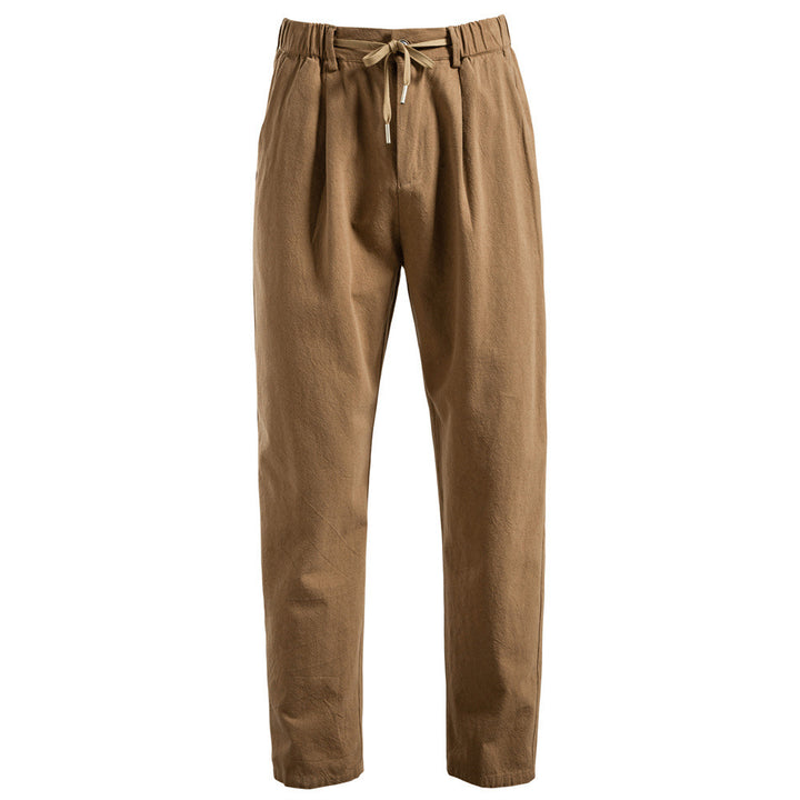 Herren nan lässige Bundfaltenhose mit elastischem Tunnelzugbund und schmal zulaufendem Bein Echo Archiv