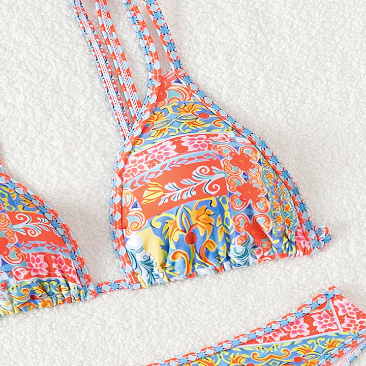 Damen Triangel-Bikini mit buntem Patchwork-Muster Echo Archiv