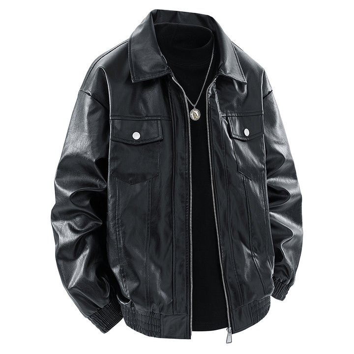 Herren kunstleder Jacke im klassischen Look mit praktischen Brusttaschen Echoarchiv
