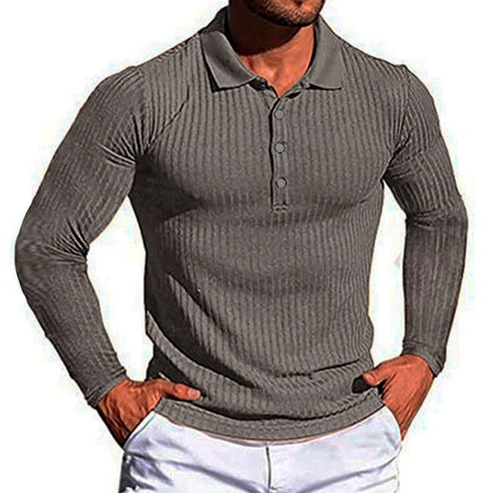 Herren Langarm Poloshirt mit strukturiertem Design Echoarchiv
