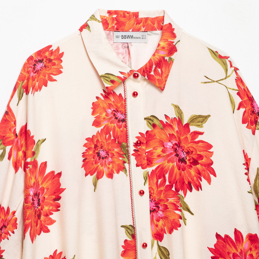Damen Kimono-Blusenjacke mit übergroßem Schnitt und Blumenprint Echo Archiv