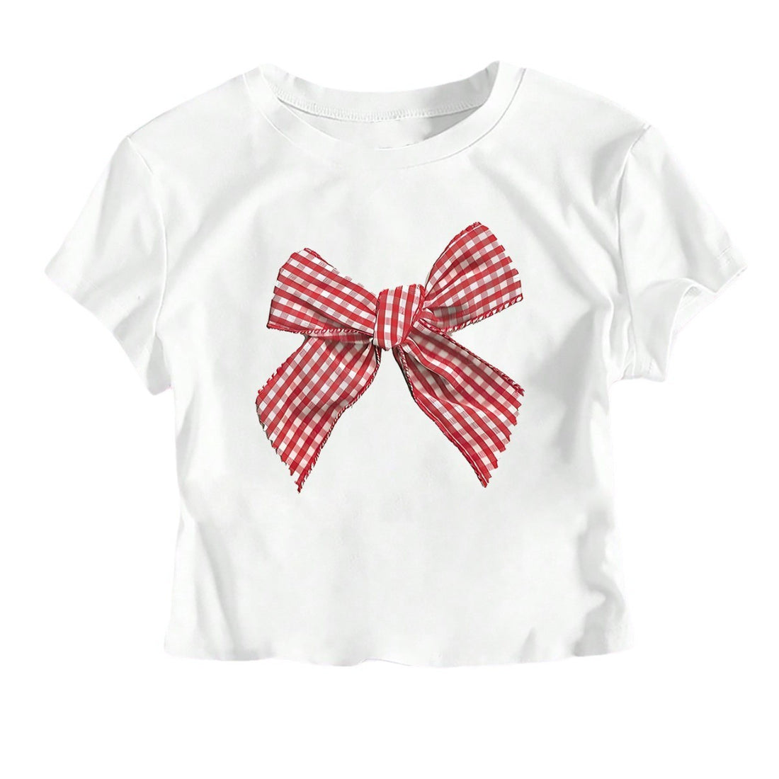 Damen Crop-T-Shirt mit verspieltem Karoband-Motiv und lässigem Schnitt – Orélia