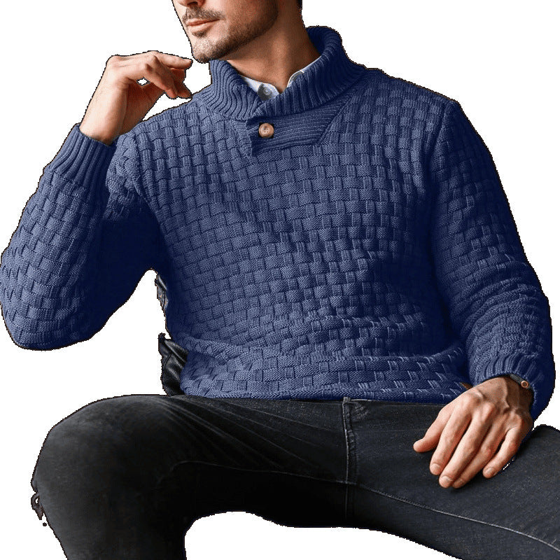 Herren Strickpullover mit Strukturiertem Muster und Modernem Stehkragen Echoarchiv