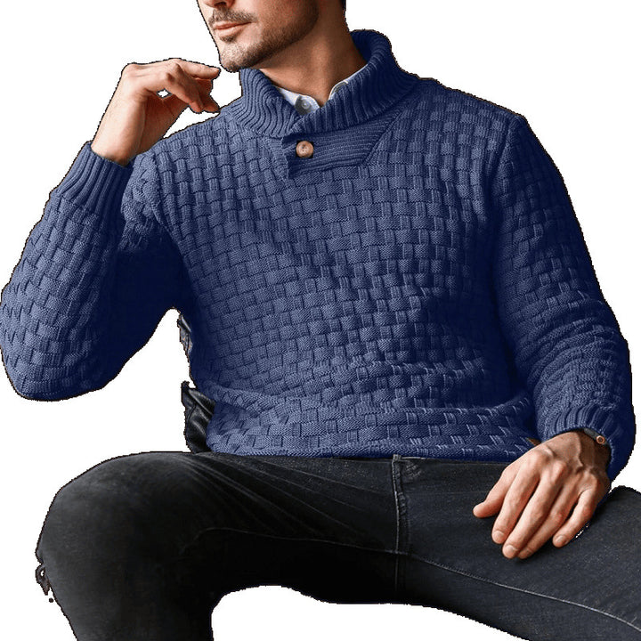 Herren Strickpullover mit Strukturiertem Muster und Modernem Stehkragen Echoarchiv