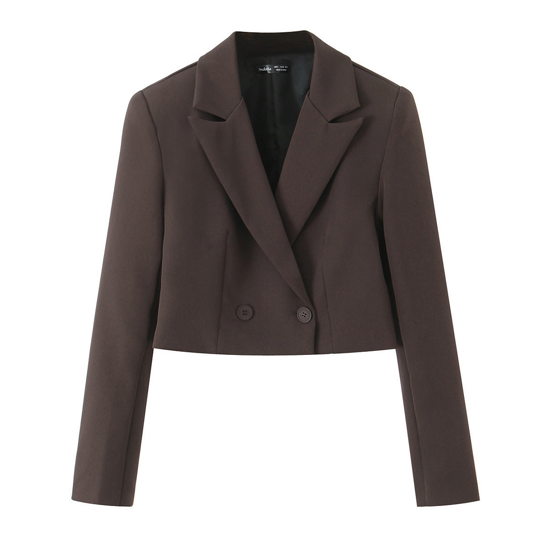Damen Cropped-Blazer mit Doppelknopf, tailliertem Schnitt und schmalem Revers Echo Archiv