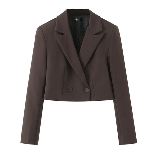 Damen Cropped-Blazer mit Doppelknopf, tailliertem Schnitt und schmalem Revers Echo Archiv